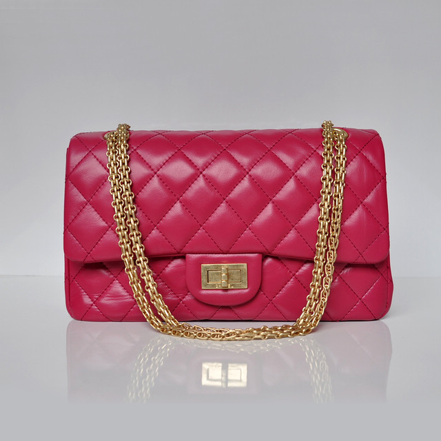 Chanel Classic Falp Bag Sheepskin Leather A28668 in Rose with Gold Chain