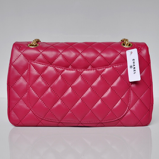 Chanel Classic Falp Bag Sheepskin Leather A28668 in Rose with Gold Chain