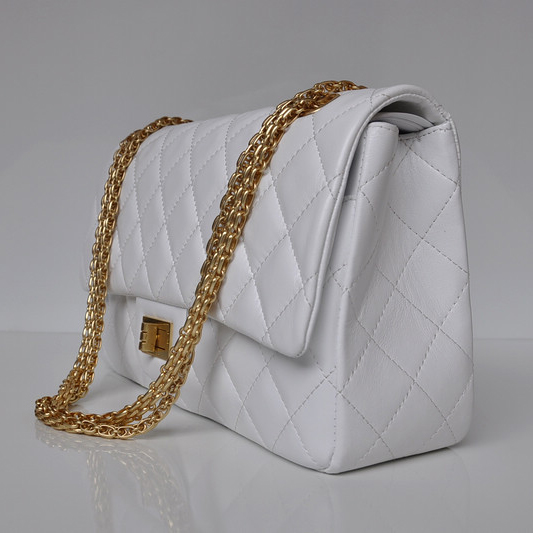 Chanel Classic Falp Bag Sheepskin Leather A28668 in White with Gold Chain