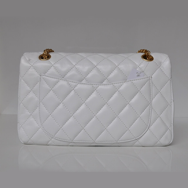 Chanel Classic Falp Bag Sheepskin Leather A28668 in White with Gold Chain