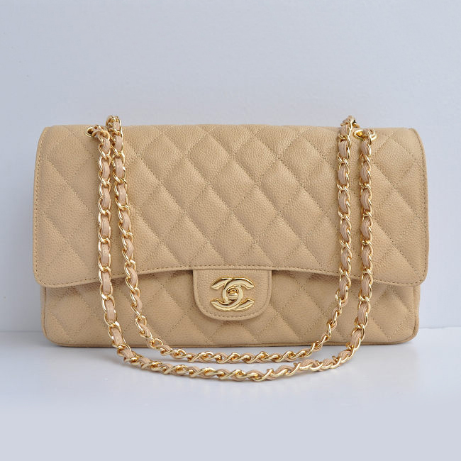 Chanel Classic Flap Bag 1113 Caviar leather in Apricot with Gold