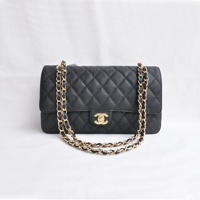 Chanel Classic Flap Bag 1113 Caviar leather in Black with Gold