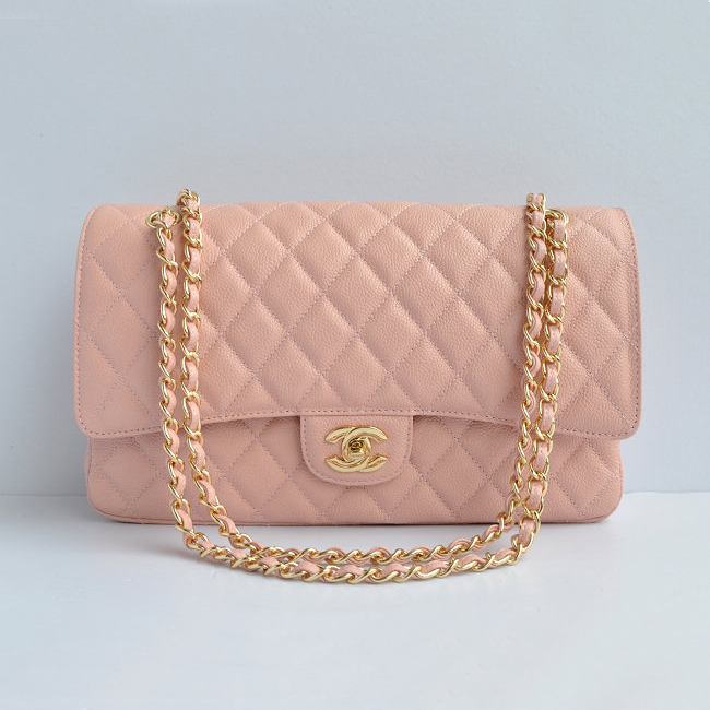 Chanel Classic Flap Bag 1113 Caviar leather in Pink with Gold