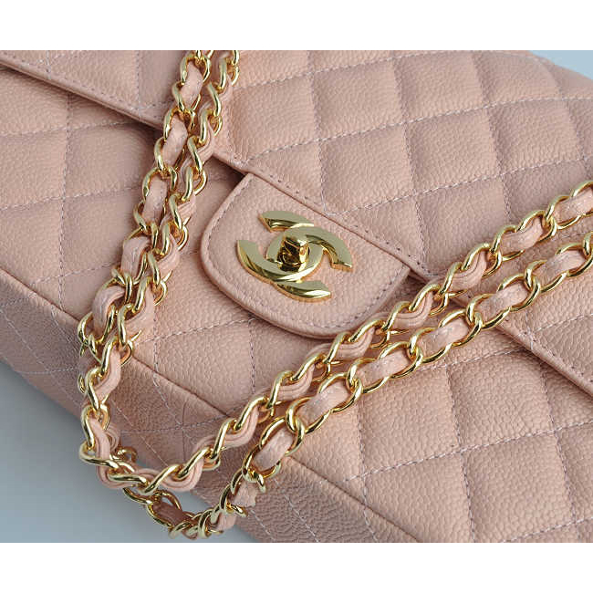 Chanel Classic Flap Bag 1113 Caviar leather in Pink with Gold