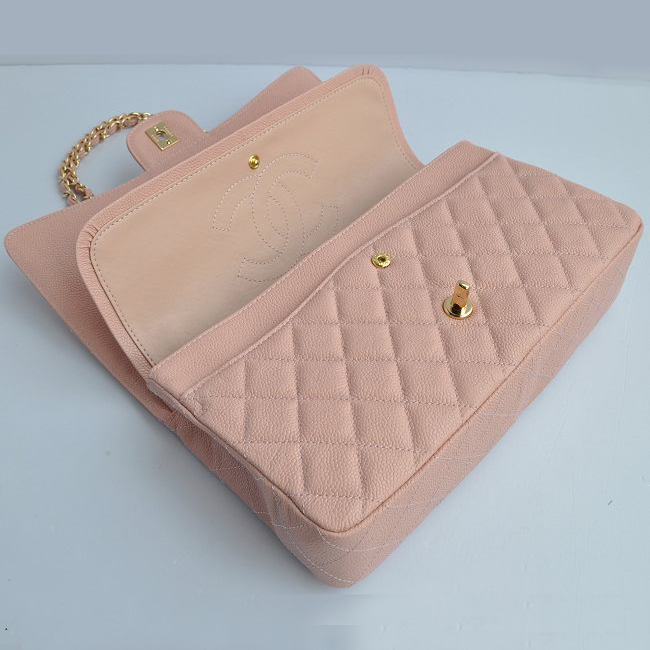 Chanel Classic Flap Bag 1113 Caviar leather in Pink with Gold