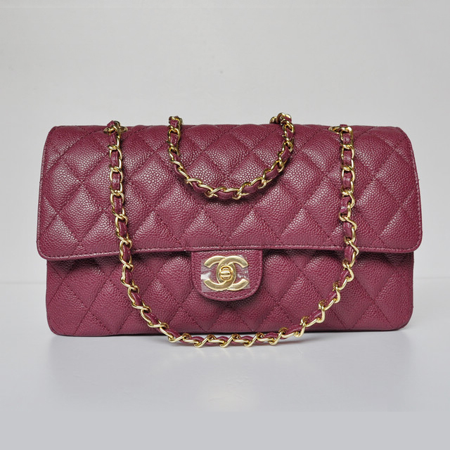 Chanel Classic Flap Bag 1113 Caviar leather in Purple with Gold