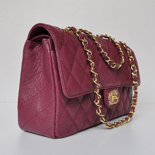 Chanel Classic Flap Bag 1113 Caviar leather in Purple with Gold