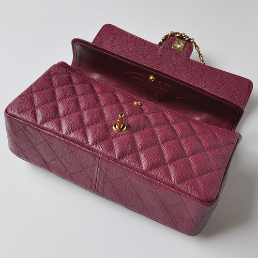 Chanel Classic Flap Bag 1113 Caviar leather in Purple with Gold