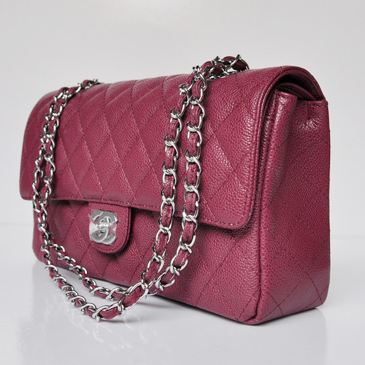 Chanel Classic Flap Bag 1113 Caviar leather in Purple with Silver