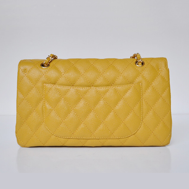 Chanel Classic Flap Bag 1113 Caviar leather in Yellow with Gold