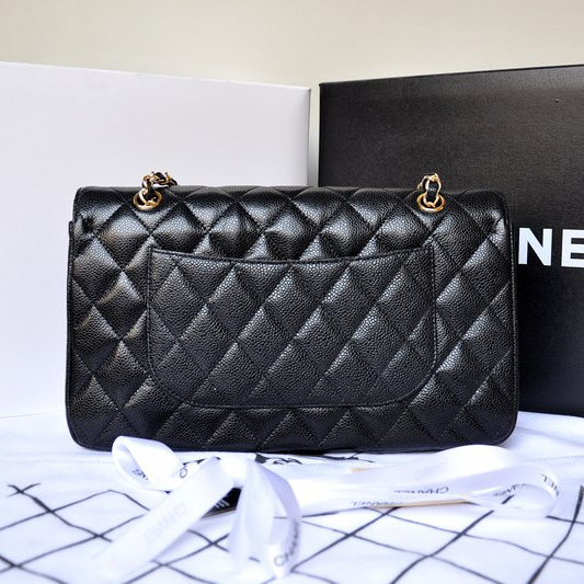 Chanel Classic Flap Bag 1113 Original Caviar leather in Black with Gold