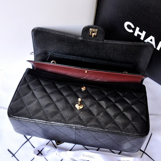 Chanel Classic Flap Bag 1113 Original Caviar leather in Black with Gold