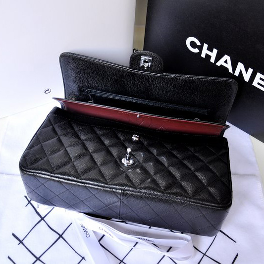 Chanel Classic Flap Bag 1113 Original Caviar leather in Black with Silver