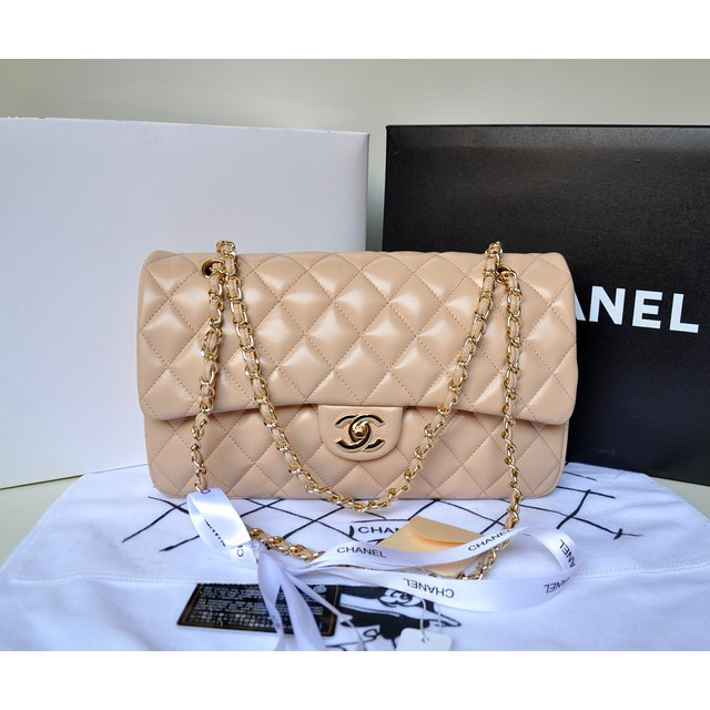 Chanel Classic Flap Bag 1113 Original Lambskin leather in Apricot with Gold