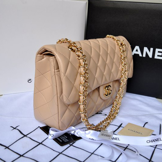 Chanel Classic Flap Bag 1113 Original Lambskin leather in Apricot with Gold