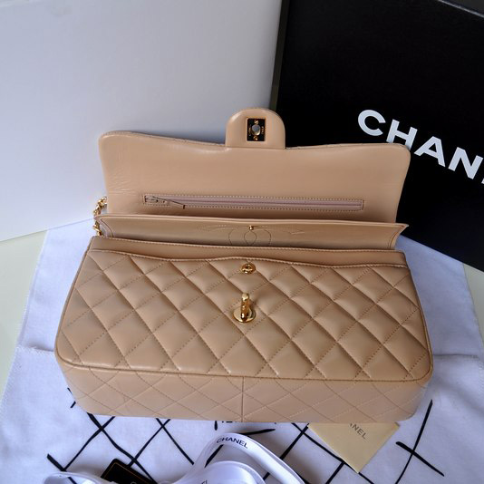 Chanel Classic Flap Bag 1113 Original Lambskin leather in Apricot with Gold