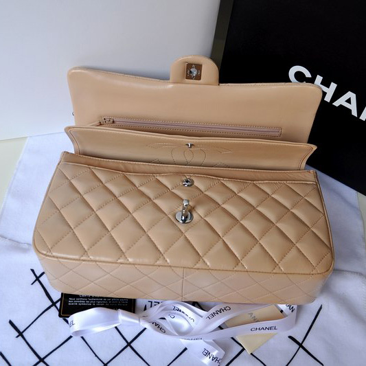 Chanel Classic Flap Bag 1113 Original Lambskin leather in Apricot with Silver