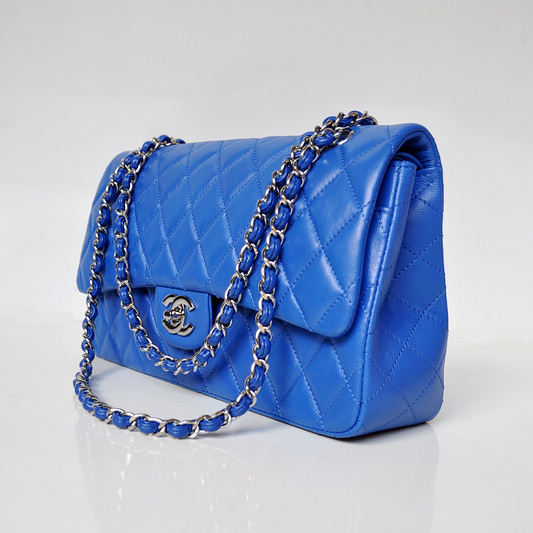 Chanel Classic Flap Bag 1113 Original Lambskin leather in Blue with Silver