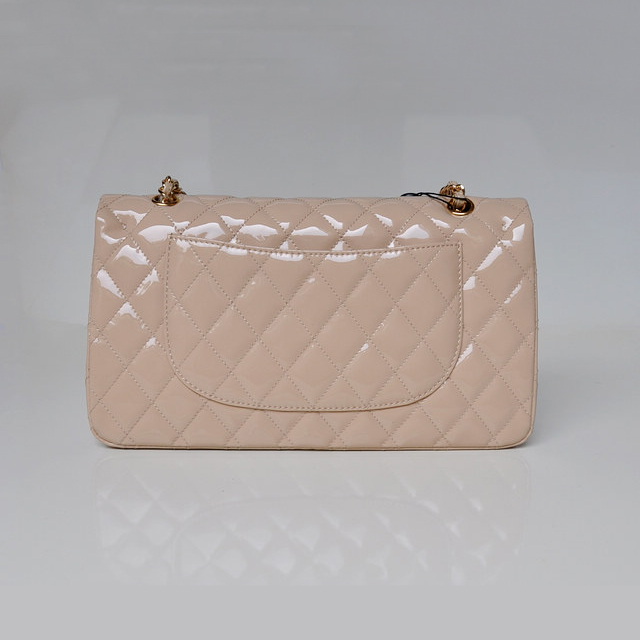 Chanel Classic Flap Bag 1113 Original Patent leather in Apricot with Gold