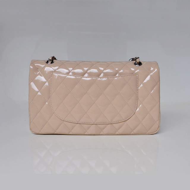 Chanel Classic Flap Bag 1113 Original Patent leather in Apricot with Silver