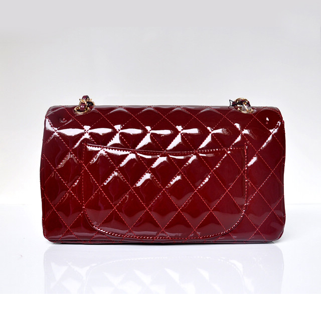 Chanel Classic Flap Bag 1113 Patent leather in Claret with Gold