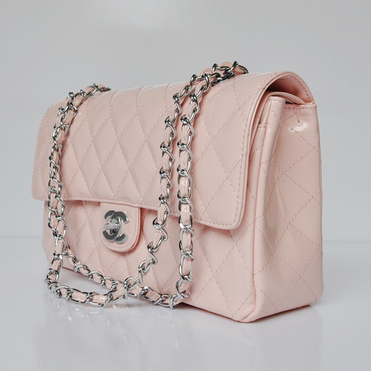 Chanel Classic Flap Bag 1113 Patent leather in Pink with Silver