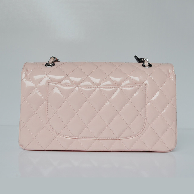 Chanel Classic Flap Bag 1113 Patent leather in Pink with Silver