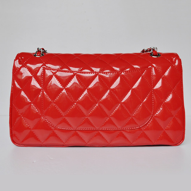 Chanel Classic Flap Bag 1113 Patent leather in Red with Silver