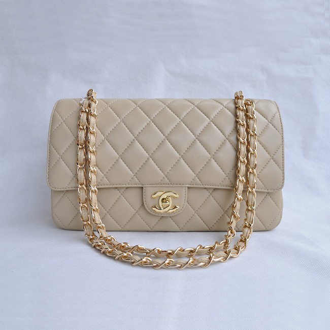 Chanel Classic Flap Bag 1113 Sheepskin leather in Apricot with Gold