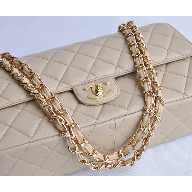 Chanel Classic Flap Bag 1113 Sheepskin leather in Apricot with Gold