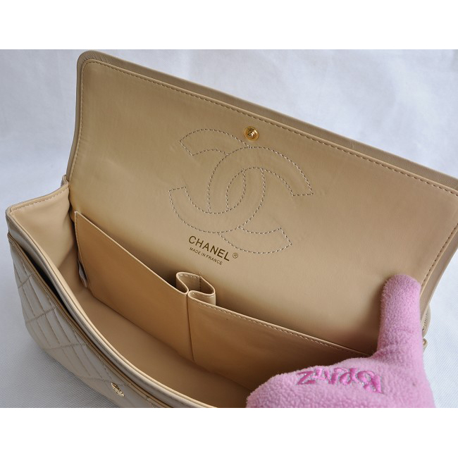 Chanel Classic Flap Bag 1113 Sheepskin leather in Apricot with Gold