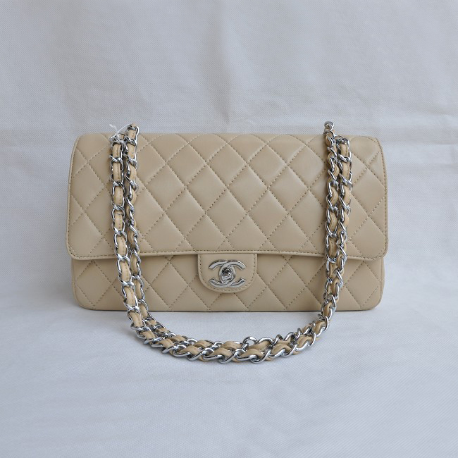 Chanel Classic Flap Bag 1113 Sheepskin leather in Apricot with Silver