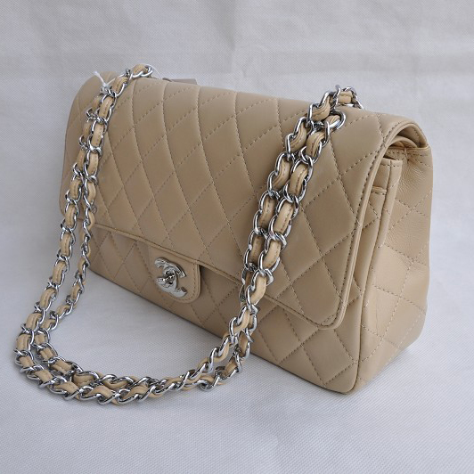 Chanel Classic Flap Bag 1113 Sheepskin leather in Apricot with Silver