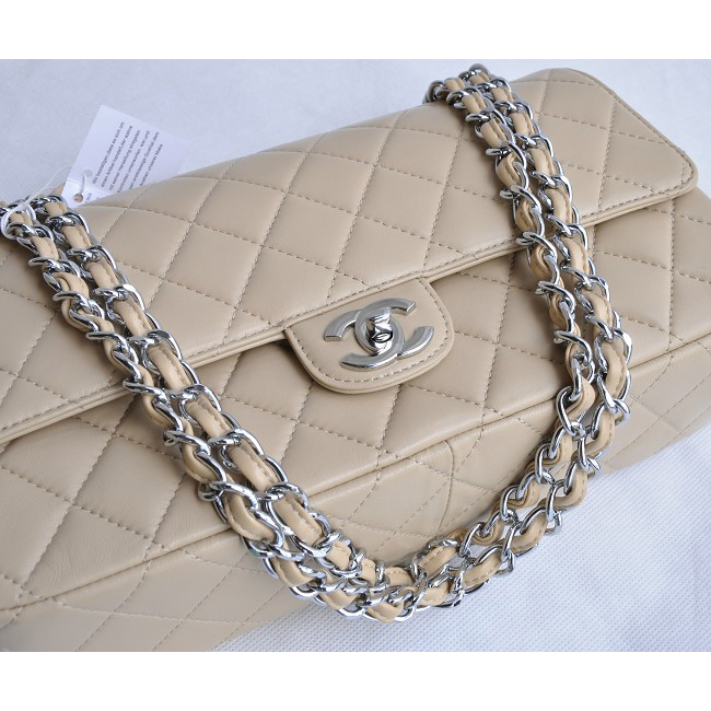 Chanel Classic Flap Bag 1113 Sheepskin leather in Apricot with Silver