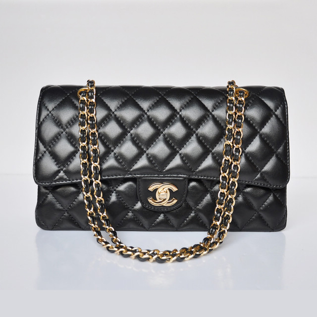 Chanel Classic Flap Bag 1113 Sheepskin leather in Black with Gold