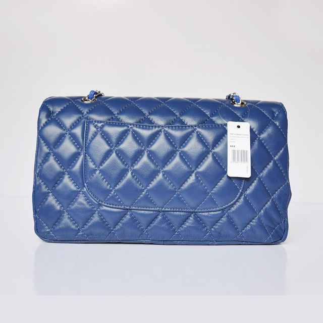 Chanel Classic Flap Bag 1113 Sheepskin leather in Blue with Silver