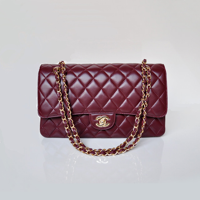 Chanel Classic Flap Bag 1113 Sheepskin leather in Claret with Gold