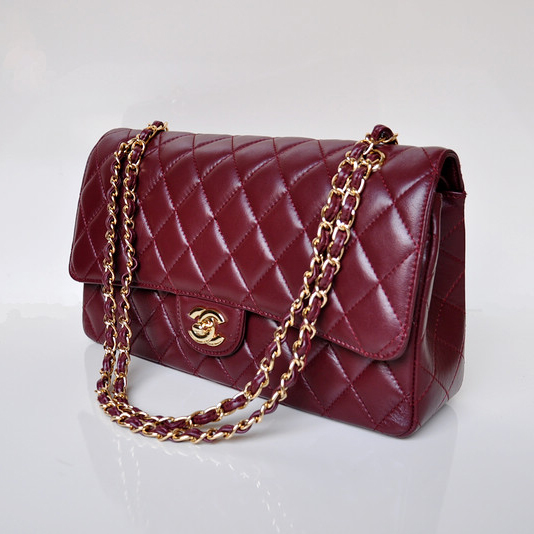 Chanel Classic Flap Bag 1113 Sheepskin leather in Claret with Gold