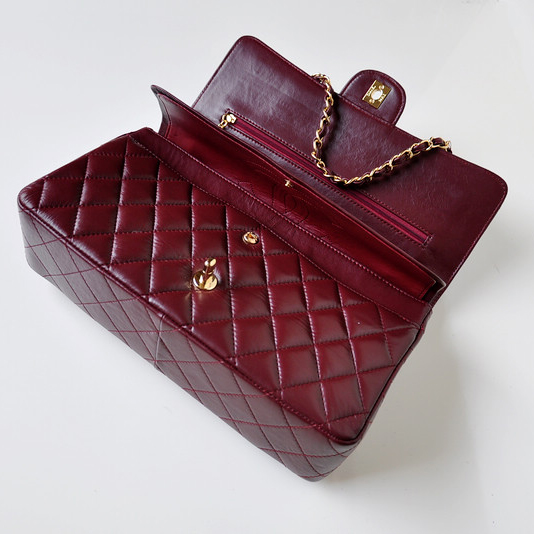 Chanel Classic Flap Bag 1113 Sheepskin leather in Claret with Gold