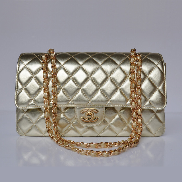 Chanel Classic Flap Bag 1113 Sheepskin leather in Gold with Gold