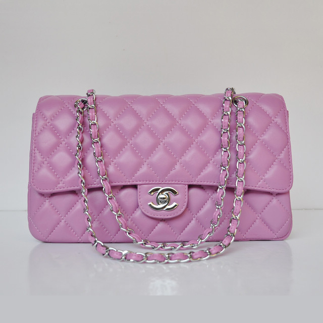 Chanel Classic Flap Bag 1113 Sheepskin leather in Light Purple with Silver