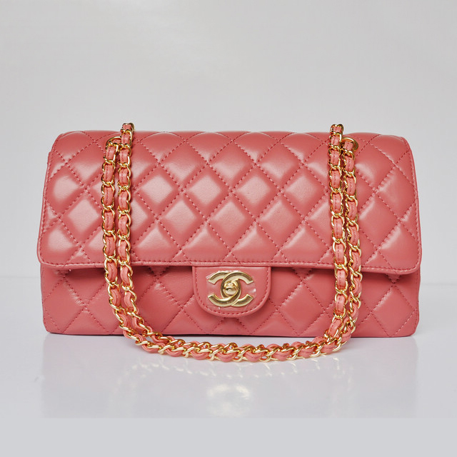 Chanel Classic Flap Bag 1113 Sheepskin leather in Peach with Gold