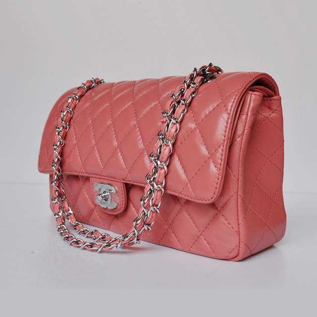 Chanel Classic Flap Bag 1113 Sheepskin leather in Peach with Silver