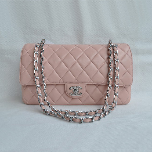 Chanel Classic Flap Bag 1113 Sheepskin leather in Pink with Silver