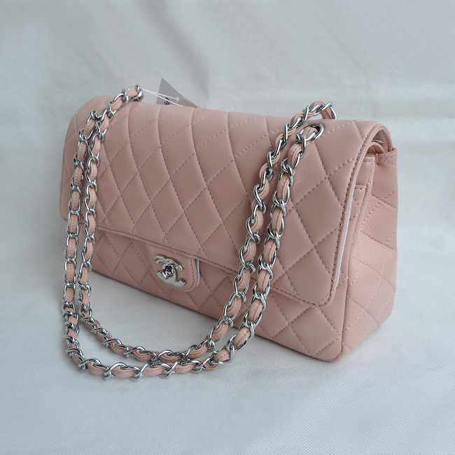 Chanel Classic Flap Bag 1113 Sheepskin leather in Pink with Silver