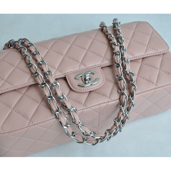 Chanel Classic Flap Bag 1113 Sheepskin leather in Pink with Silver