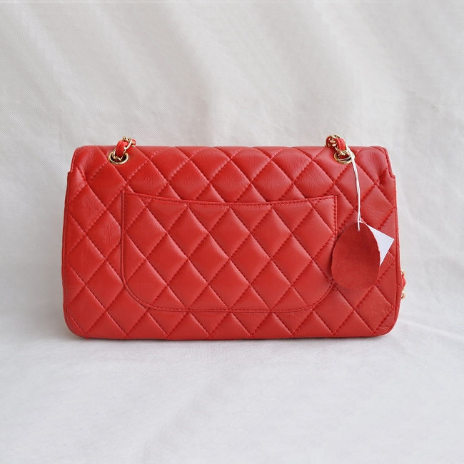 Chanel Classic Flap Bag 1113 Sheepskin leather in Red with Gold