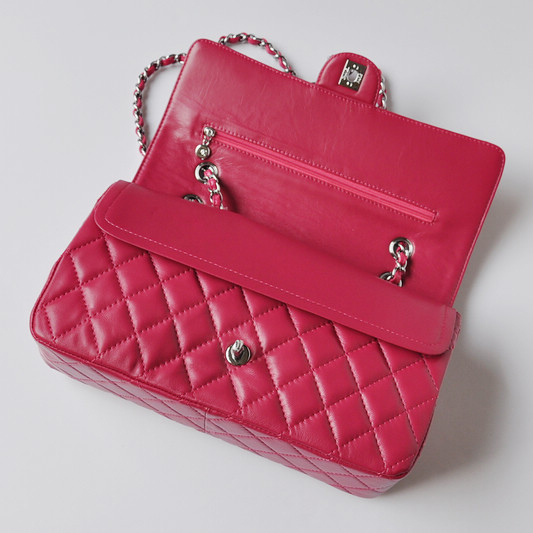 Chanel Classic Flap Bag 1113 Sheepskin leather in Rose with Silver