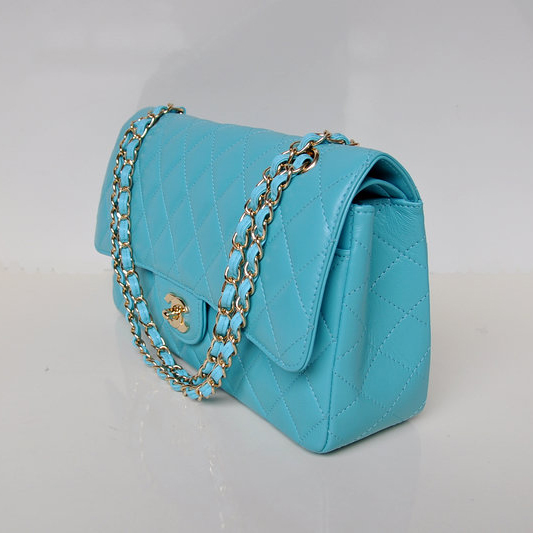 Chanel Classic Flap Bag 1113 Sheepskin leather in lake Blue with Gold