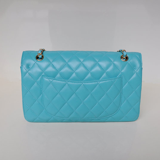 Chanel Classic Flap Bag 1113 Sheepskin leather in lake Blue with Gold